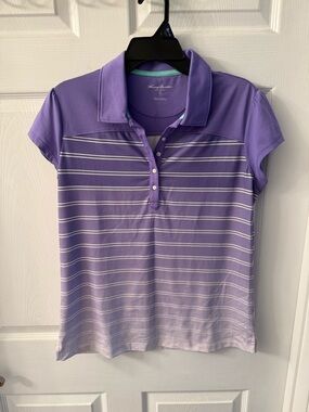Tommy Bahama Lavender Striped Button-Front Polo
